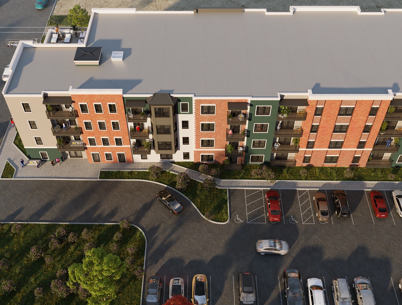 Aerial view of Ironwood Apartments