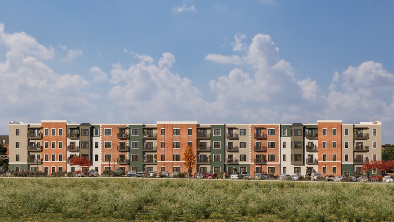 Ironwood Apartments elevation view across the field